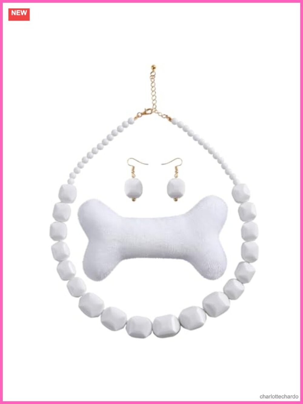 Handmade 5" Bone Hair Clip & Bead Necklace Earrings Set